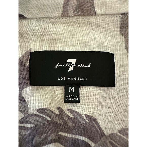 7 for All mankind men’s  linen Button Up shirt SZ Medium short sleeves pristine - Picture 8 of 11